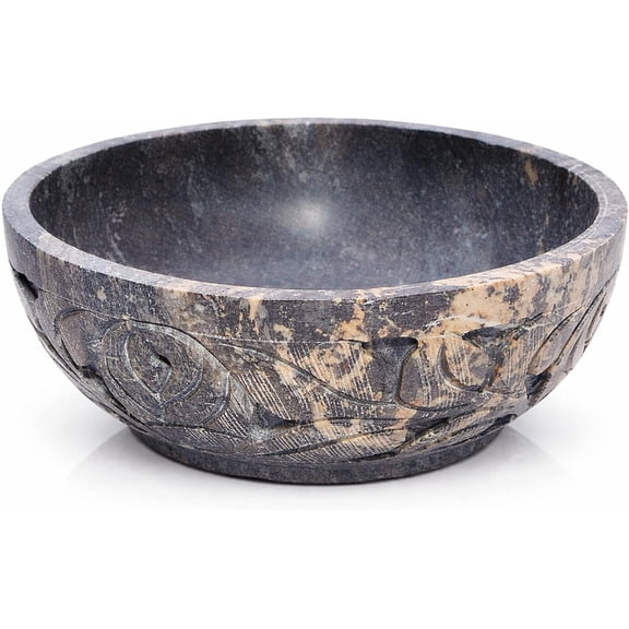 Marble Soapstone Smudge Pot Stone Bowl, 5 Inch