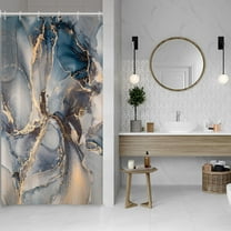 Marble Stall Shower Curtain, Dark Grey Fabric Shower Curtains for Bathroom RV Room Divider 36x72inches Abstract Modern Marble Printed Waterproof Shower Curtain Set with Hooks