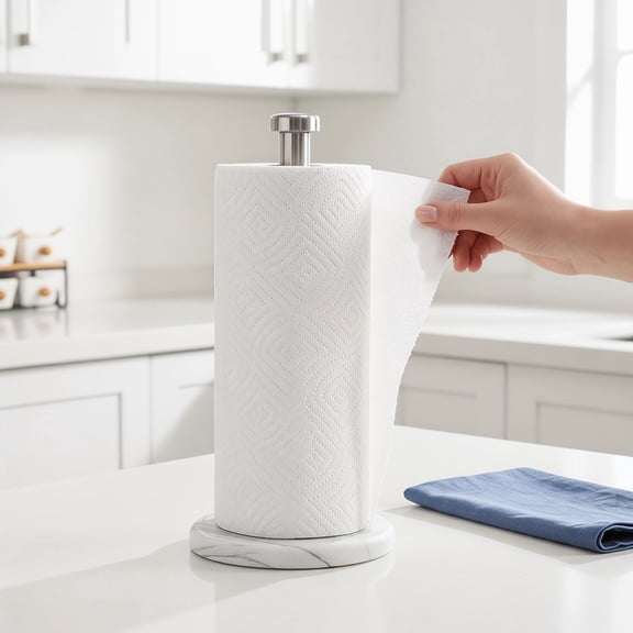 Wuxiuli Marble Standing Countertop Paper Towel Holder for Kitchen 1pack