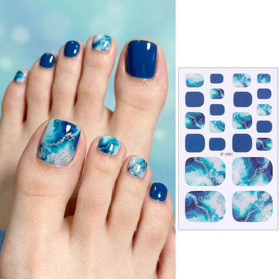 Marble & Starry Foil Ombre Toenail Stickers, Waterproof Full Cover Foot Nail Wraps for DIY Nail Art