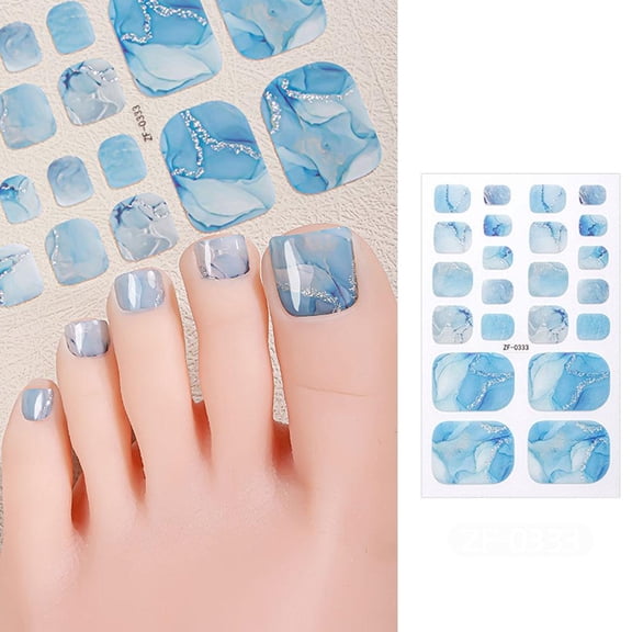 Marble & Starry Foil Ombre Toenail Stickers, Waterproof Full Cover Foot Nail Wraps for DIY Nail Art