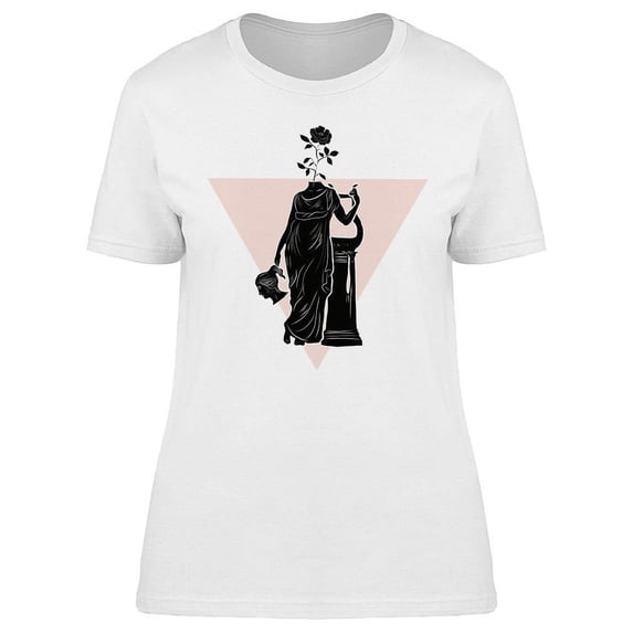 Marble Statue Of Woman With Rose T-Shirt Women -Image by Shutterstock, Female Medium