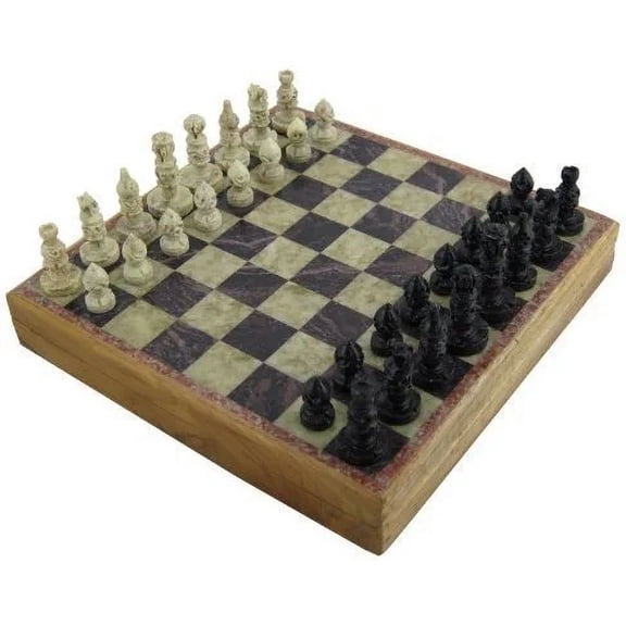 Marble Stone Art Unique India Chess Pieces and Board Set 8 X 8 Inches by RoyaltyRoute