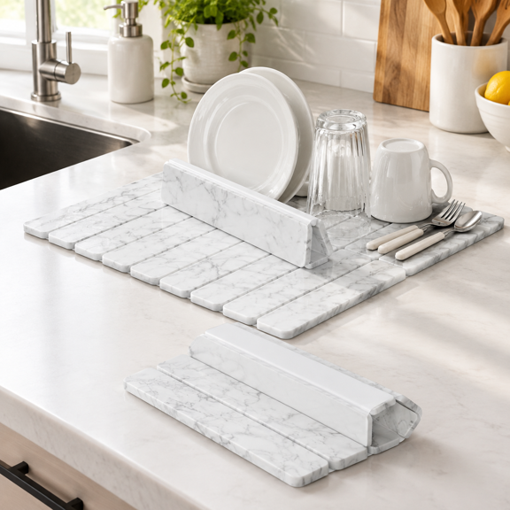 Marble Stone Collapsible Diatomaceous Earth Kitchen Counter Drying Mat