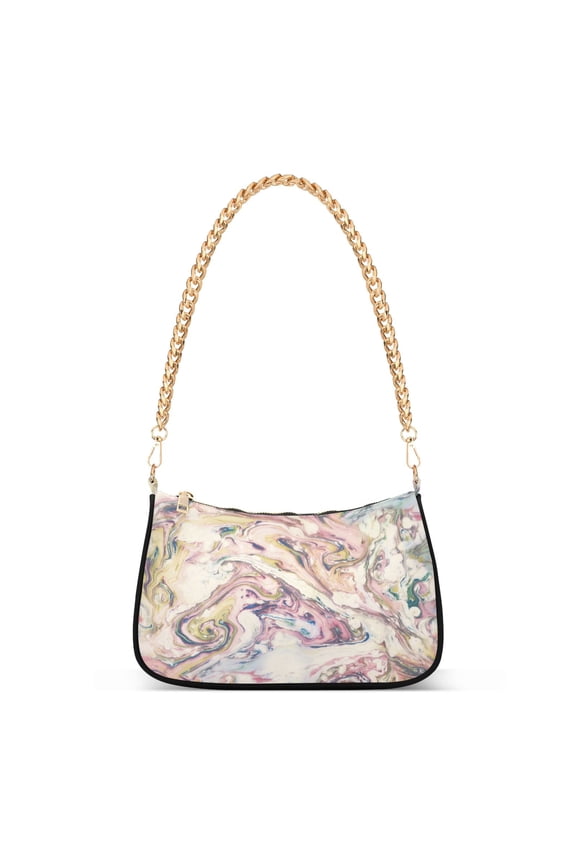 Marble Stone Colorful Art Texture Womens Chain Shoulder Bag Tote Handbag Clutch Hobo Purse with Zipper for Travel Casual