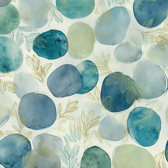 Marble Stone Peel and Stick Wallpaper 23.6in x 9.8ft Watercolor Pebble Blue Green Botanical Accents Contact Paper Vinyl Waterproof Self Adhesive Wall Paper for Bedroom Shelf Cabinet Renter Friendly