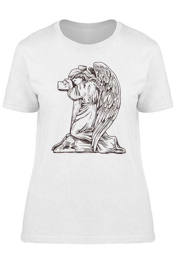 Marble Stone Sad Angel T-Shirt Women -Image by Shutterstock, Female Small