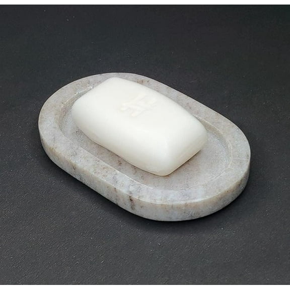 Marble Stone SoMarble Stone Soap Dish Bath Accessories for Bath Tub or Wash Basin in Curvy Oval Shape Made Out of Indian White Marbleap Dish, Curvy Oval Shape, White Marble