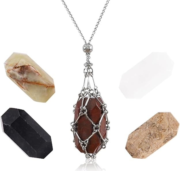 Marble Stories Cage Necklace For Women – Interchangeable Marble Stone Necklace, Brass Cage Pendant, Stainless Steel Chain - View #9