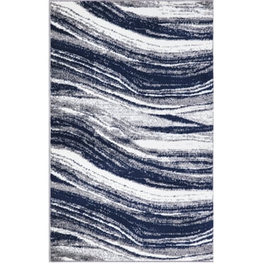 Marble Stripes Navy 3 ft. x 5 ft. Area Rug
