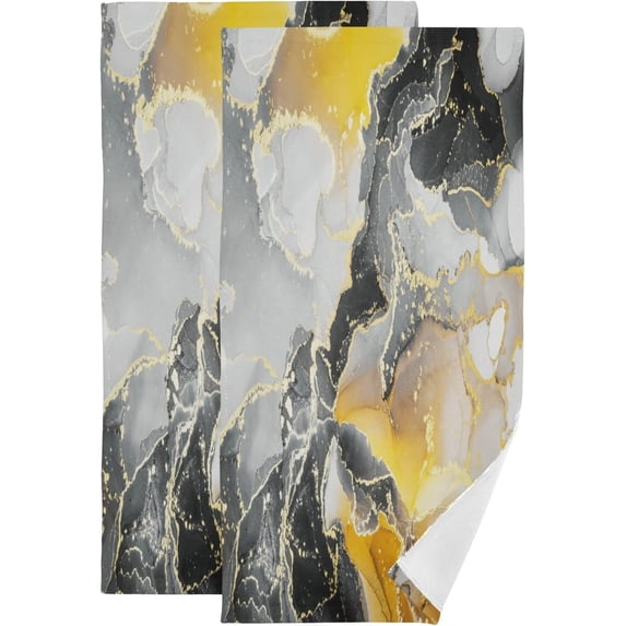 Marble Style Hand Towels 2 PCS, Abstract Kitchen Towel Ultra Soft and Highly Absorbent,Decorative Fingertip Face Towel for Bathroom Hotel, 28.3"x14.4"
