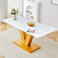 Marble Style White Dining Table For 4 8 People With 0.4 "Table Top And