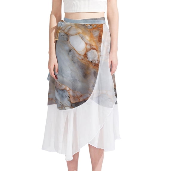 Marble Stylish Chiffon Women's Beach Dress Summer Dress with Polyester Straps