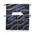 thumbnail image 1 of Marble Swag Curtains for Living Room/Bedroom Windows, Navy Blue Modern Abstract Gold Gradual Art Kitchen Curtains and Valances Set 36 Inch Length, Light Filtering Swags Valance Curtain Panels, 1 of 5