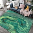 thumbnail image 1 of Marble Swirl Liquid Emerald Green Gold Area Rug For Living Dining Room Aesthetic Modern Abstract Carpet Under Dining Table Home Office Floor Rug Washable Soft Rug Indoor Runners 2 x 3ft, 1 of 6