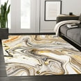 thumbnail image 1 of Marble Swirl Modern Abstract Brown Cream Yellow Aesthetic Rug For Living Dining Room Soft Carpet Bedroom Office Rug Indoor Outdoor Floor Rugs 2x3ft, 1 of 6