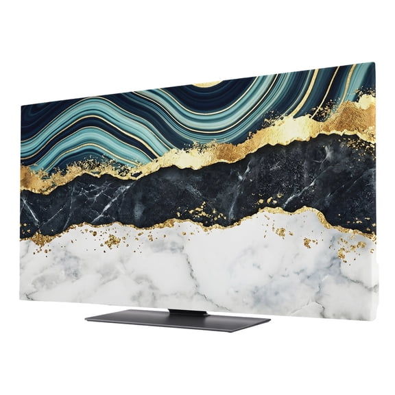 Marble TV Cover for 24 Inch Screen, Stretch Fabric Dustproof TV Display Protector, Abstract Luxury Modern Chic Luxury Elastic Slipcover Monitor Cover for Indoor Desktop Computer 20.9"x11.8"