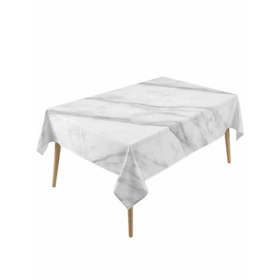 Marble Table Cloth, Modern Grey White Rock Monochrome Simple Waterproof Tablecloth for Rectangle Tables, Reusable Washable Fabric Table Cover for Restaurant Kitchen Dining Tables 54"x108"