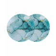 thumbnail image 1 of Marble Teal Round 13 Inch Placemats Set of 2, Golden Ink Painting Abstract Modern HeatResistant Non Slip Place Mats for Dining Table, Wipeable Braided Kitchen Table Mats for Housewarming, 1 of 9