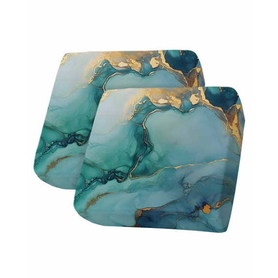 Marble Teal Sofa Couch Cushion Covers Washable, Removable Stretchable Sectional Couch Covers, Luxury Golden Modern Abstract Art Slipcovers for L & T Shape Sofa Furniture Protector S Size 2 pcs