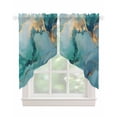 thumbnail image 1 of Marble Teal Swag Valances for Windows, Luxury Golden Modern Abstract Art Rod Pocket Sheer Valances for Small Windows, Swag Toppers Light Filtering for Kitchen Living Room 2 Panels 28''x36'', 1 of 6