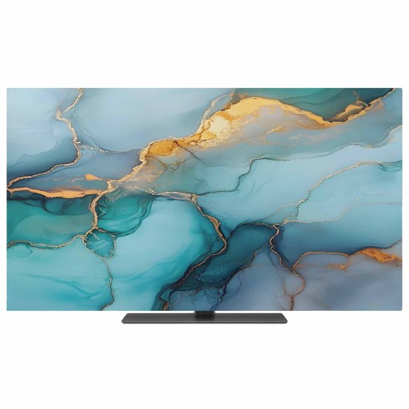 Marble Teal TV Dust Cover,Stretchable TV Screen Desktop Computer Protector Cover,Modern Ink Painting Abstract Golden Art Television Dustproof Slipcover for 19–24 Inch Flat or Curved TVs