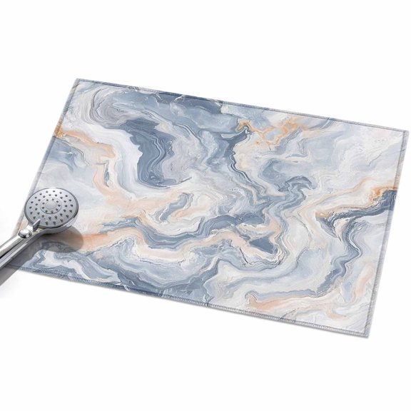 Marble Texture Area Rug, Elegant Gray Blue Tone Vortex Effect Non-Slip Felt Rubber Backing Rectangle Indoor Carpet Washable Rugs for Living Room Bedroom 2x3ft