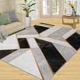 thumbnail image 1 of Marble Texture Area Rug Gold Lines Geometric Stitching Print Carpet Indoor Non Slip Rugs Machine Washable Breathable Durable Front Entrance Floor Decor 4x6 Non-slip Soft Living, 1 of 5