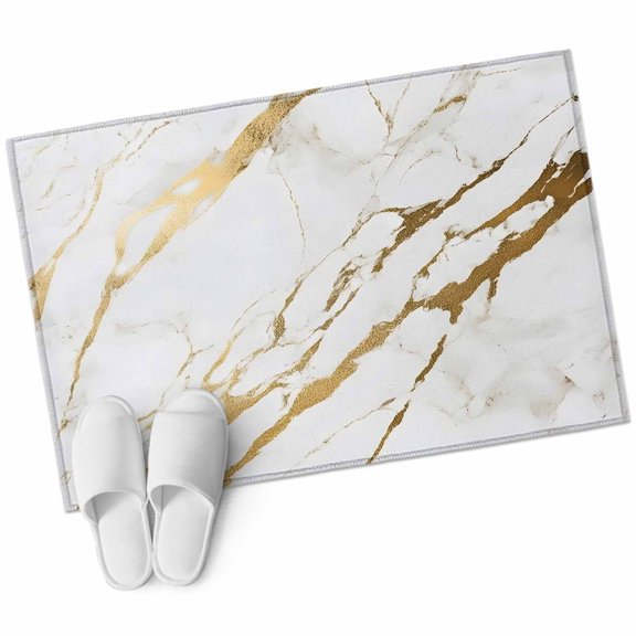 Marble Texture Area&nbsp;Rug 2x3ft White Gold Crack Abstract Modern Style Non-Slip&nbsp;Washable Square&nbsp;Rugs Soft Felt Indoor Floor Mat for Bedroom Kitchen Living Room Bathroom