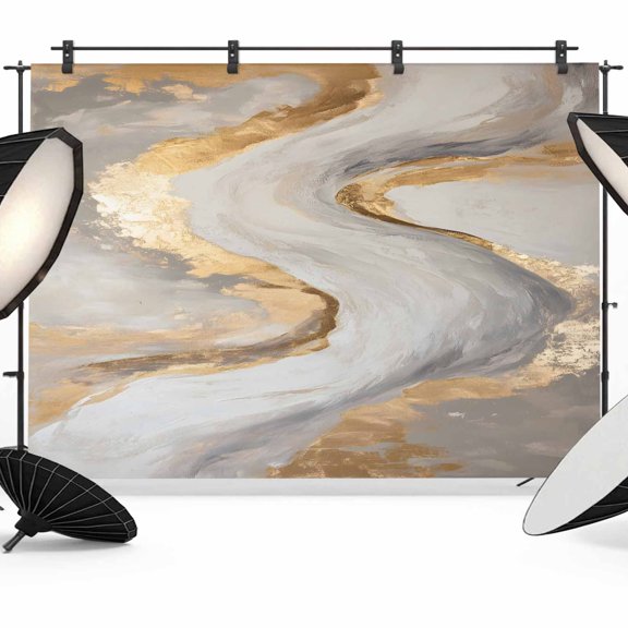 Marble Texture Backdrop for Photography, Abstact Grey Brown Gold Gradient Art Photo Backdrop Portrait Background Party Banner Photo Backgrounds for Studio Booth Props, 7x5ft