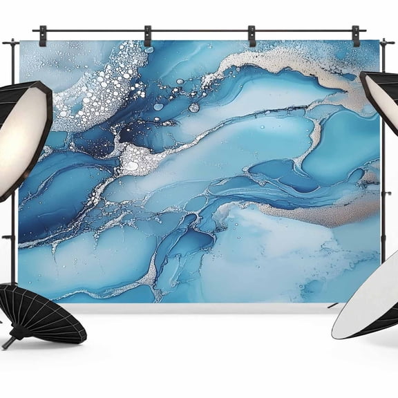 Marble Texture Backdrop for Photography, Blue Sliver Shinny Modern Abstract Photo Backdrop Portrait Background Party Banner Photo Backgrounds for Studio Booth Props, 7x5ft