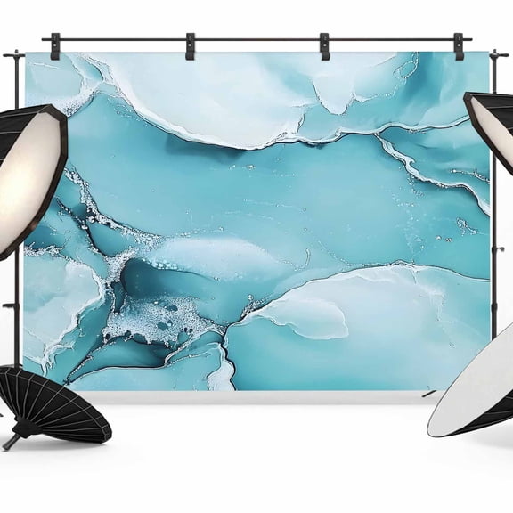 Marble Texture Backdrop for Photography, Blue White Cloudy Metallic Pattern Photo Backdrop Portrait Background Party Banner Photo Backgrounds for Studio Booth Props, 10x8ft