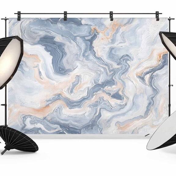 Marble Texture Backdrop for Photography, Elegant Gray Blue Tone Vortex Effect Photo Backdrop Portrait Background Party Banner Photo Backgrounds for Studio Booth Props, 7x5ft