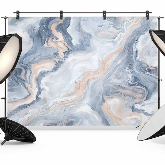 Marble Texture Backdrop for Photography, Elegant Gray Blue Tone Watercolor Effect Photo Backdrop Portrait Background Party Banner Photo Backgrounds for Studio Booth Props, 7x5ft