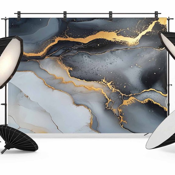 Marble Texture Backdrop for Photography, Grey Gold Gradient Abstract Art Photo Backdrop Portrait Background Party Banner Photo Backgrounds for Studio Booth Props, 8x6ft