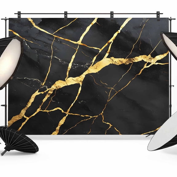 Marble Texture Backdrop for Photography, Modern Black Golden Ripple Effect Photo Backdrop Portrait Background Party Banner Photo Backgrounds for Studio Booth Props, 7x5ft