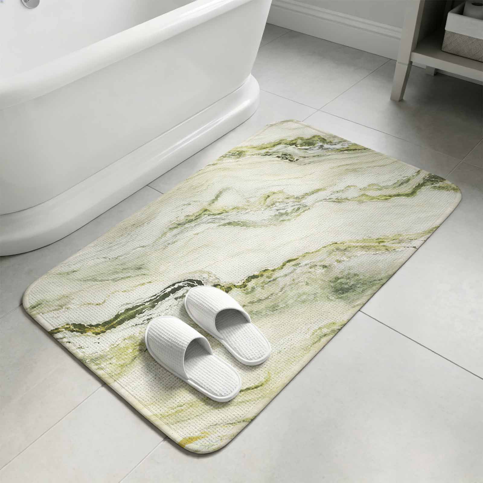 Marble Texture Bathroom Rugs Non Slip Washable Bath Mat Absorbent Low ...