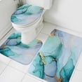 thumbnail image 1 of Marble Texture Bathroom Rugs Set Teal Gold Cracks Abstract Modern Non Slip Absorbent Soft Bath Mats 3 Piece Set with Bathroom Rug, U-Shaped Floor Mat, Toilet Seat Cover Small Size, 1 of 9