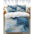 thumbnail image 1 of Marble Texture Bedding Duvet Cover Set Queen Size 4 Pieces Modern Art Blue Gray Ripple Effect Bedding Set with Zipper Closure, 1 Comforter Cover 90x92 Inches 1 Flat Sheet & 2 Pillow Cases, 1 of 7