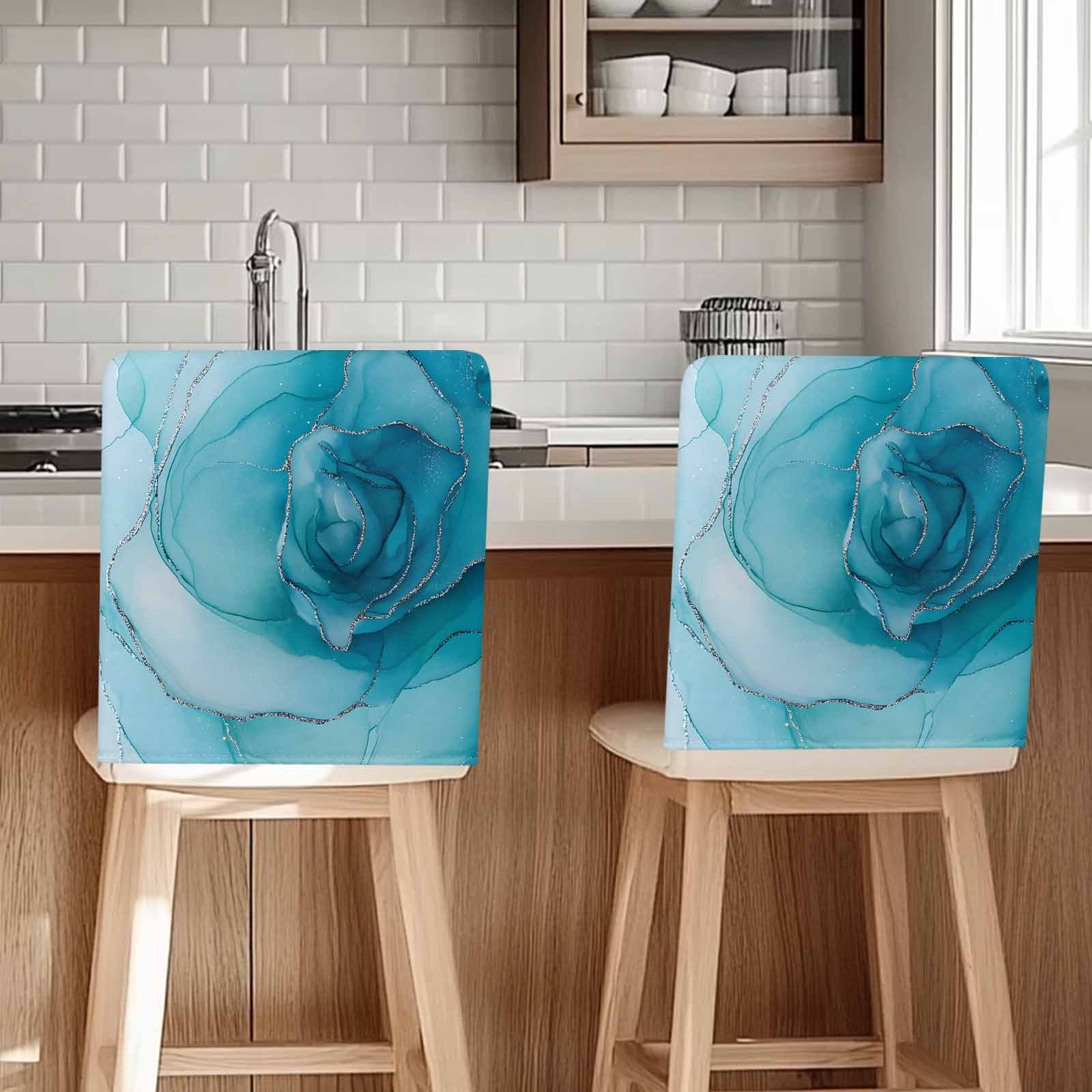Marble Texture Chair Covers Set of 6 Light Blue Lines Watercolor Modern ...