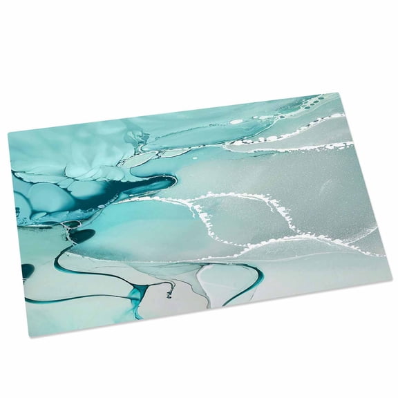 Marble Texture Door Mat 16x24 Inch Turquoise Marble Tier Abstract Art Entryway Rug with Non-Slip Rubber, Front Door Rug Indoor Floor Mats for Living Room Bathroom Bedroom Home Office