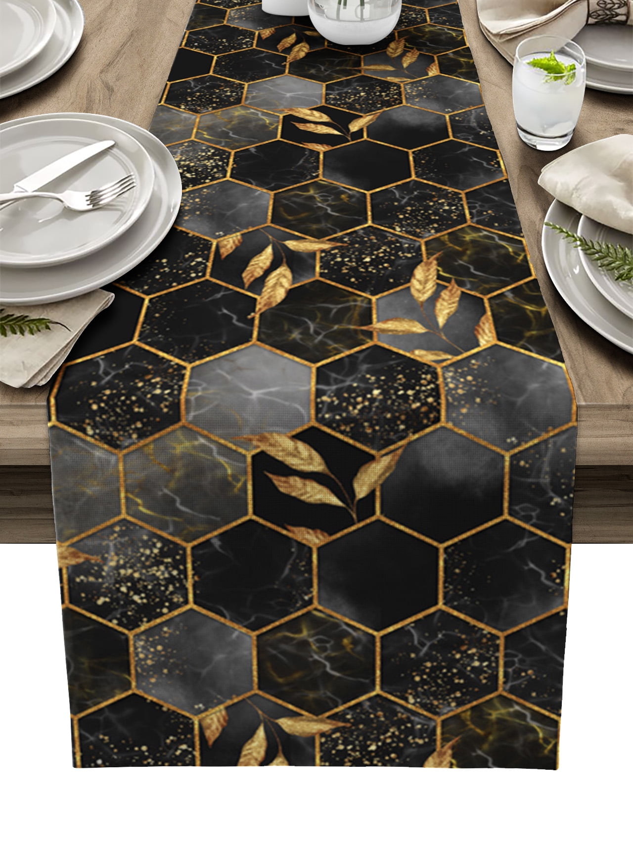 Marble Texture Gradient Purple Table Runner Home Wedding Table Flag Mat ...