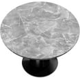 thumbnail image 1 of Marble Texture Gray Round Tablecloths with Elastic Edge Fitted Round Table Cloth Wipeable Washable Circle Table Covers for Dinner Patio Party Indoor Outdoor Kitchen Decor (Fit 45-52 in), 1 of 6