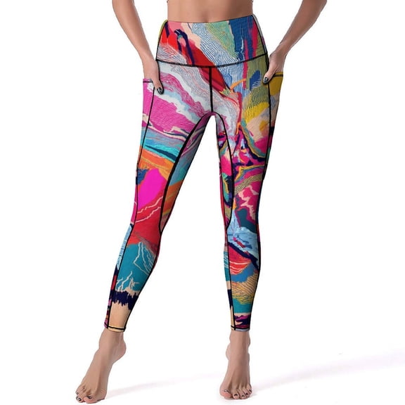 Marble Texture High Waisted Leggings for Women No See Through Tummy Control Buttery Soft Yoga Pants for Workout Athletic Running