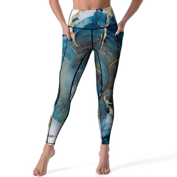 Marble Texture High Waisted Leggings for Women No See Through Tummy Control Buttery Soft Yoga Pants for Workout Athletic Running