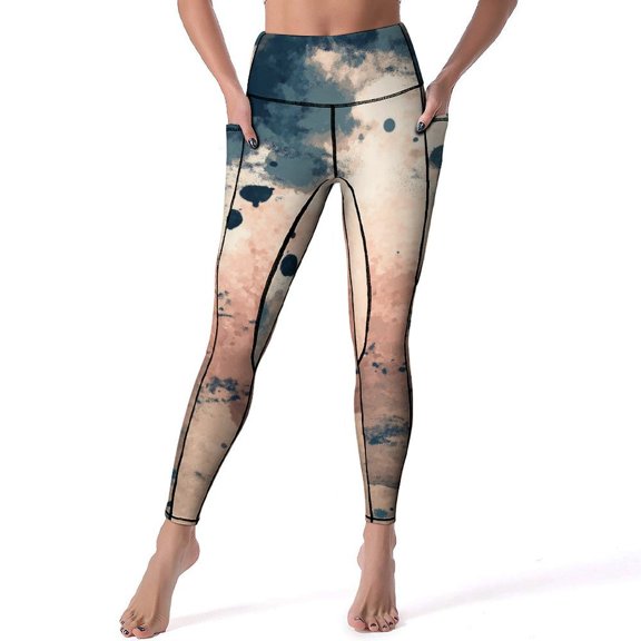 Marble Texture High Waisted Leggings for Women No See Through Tummy Control Buttery Soft Yoga Pants for Workout Athletic Running