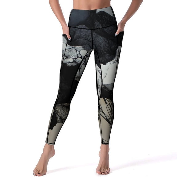 Marble Texture High Waisted Leggings for Women No See Through Tummy Control Buttery Soft Yoga Pants for Workout Athletic Running