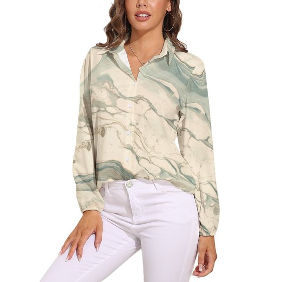 Marble Texture Long Sleeve Blouse Woman Streetwear Casual Shirts Summer Oversize Woman Streetwear Clothing Birthday Present