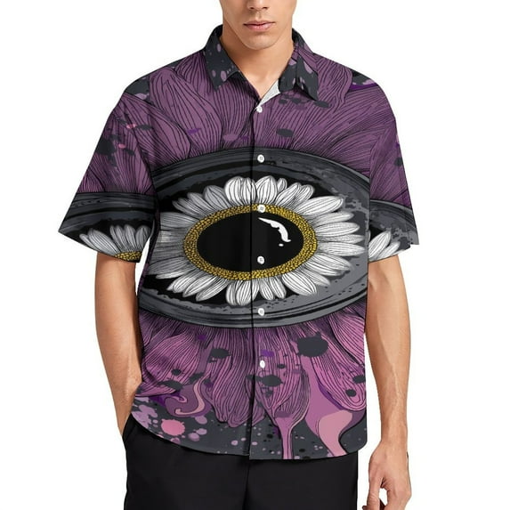 Marble Texture Men's Shirt Short Sleeves Printed Button Down Summer Shirts