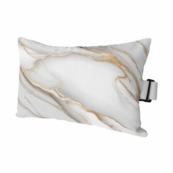 Marble Texture Outdoor Chaise Lounge Pillows Vintage Classic White Gold Crack Art Lumbar Pillows with Insert Adjustable Elastic Strap Headrest Pillow for Recliner Patio Chair 1 Pack 11x16 Inch